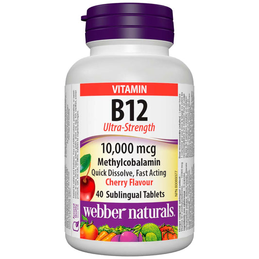Webber Naturals Vitamin B12 Ultra Strength 10,000mcg, 40 Sublingual Tablets