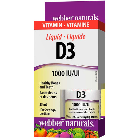 Webber Naturals Vitamin D3, 1000IU, 25ml Liquid