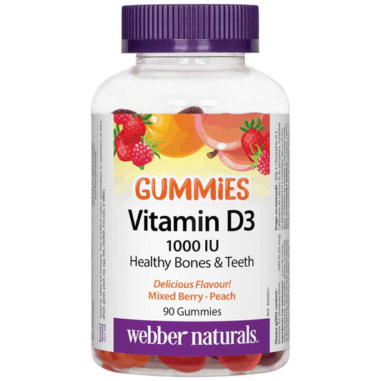 Webber Naturals Vitamin D3 Gummies 1000IU, 90 Gummies