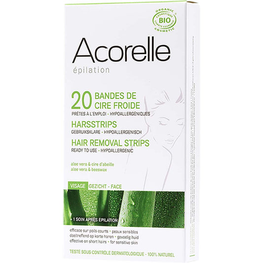 Acorelle Hair Removal Strips for Face, 20 Pack
