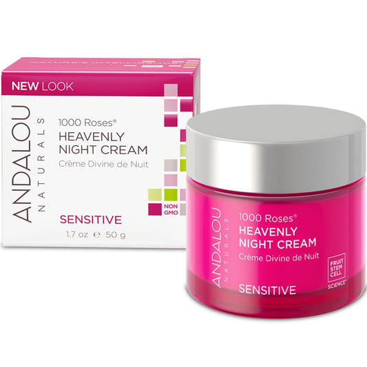 Andalou Naturals 1000 Roses Heavenly Night Cream, Sensitive, 50ml