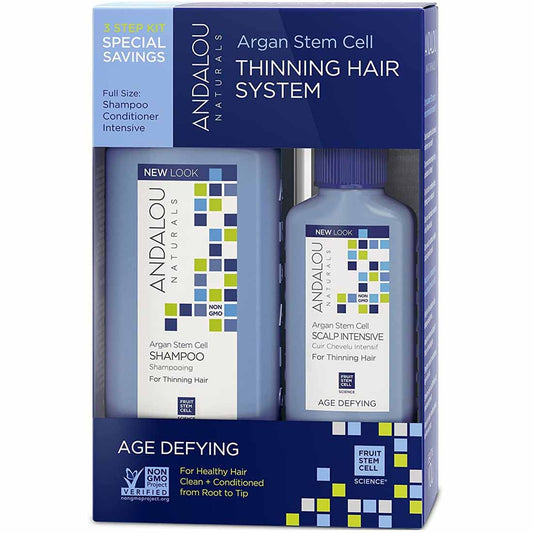 Andalou Naturals Age Defying Hair Treatment System, 3 Piece Kit