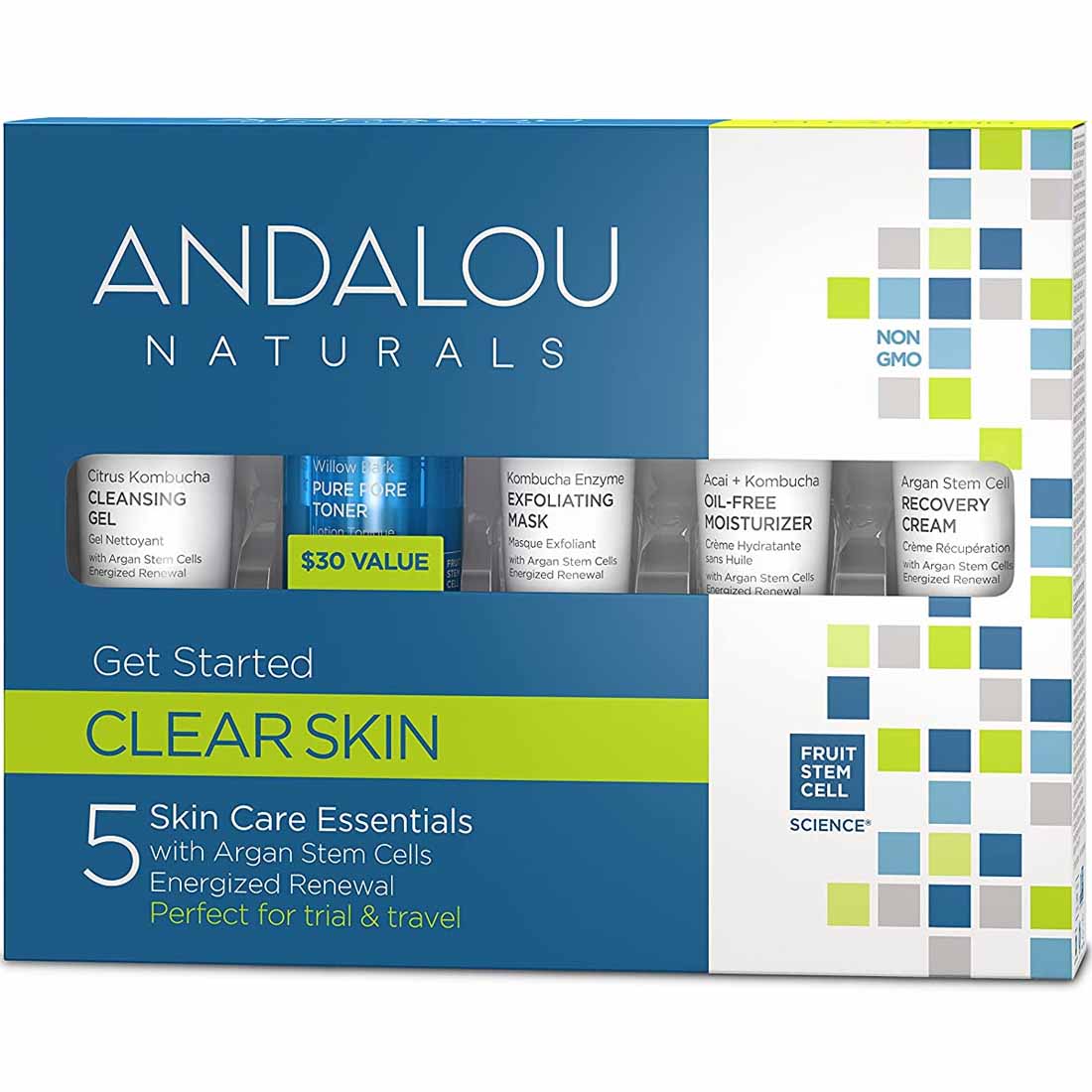 Andalou Naturals Clear Skin Clarifying Kit, Get Started 5 Piece Kit
