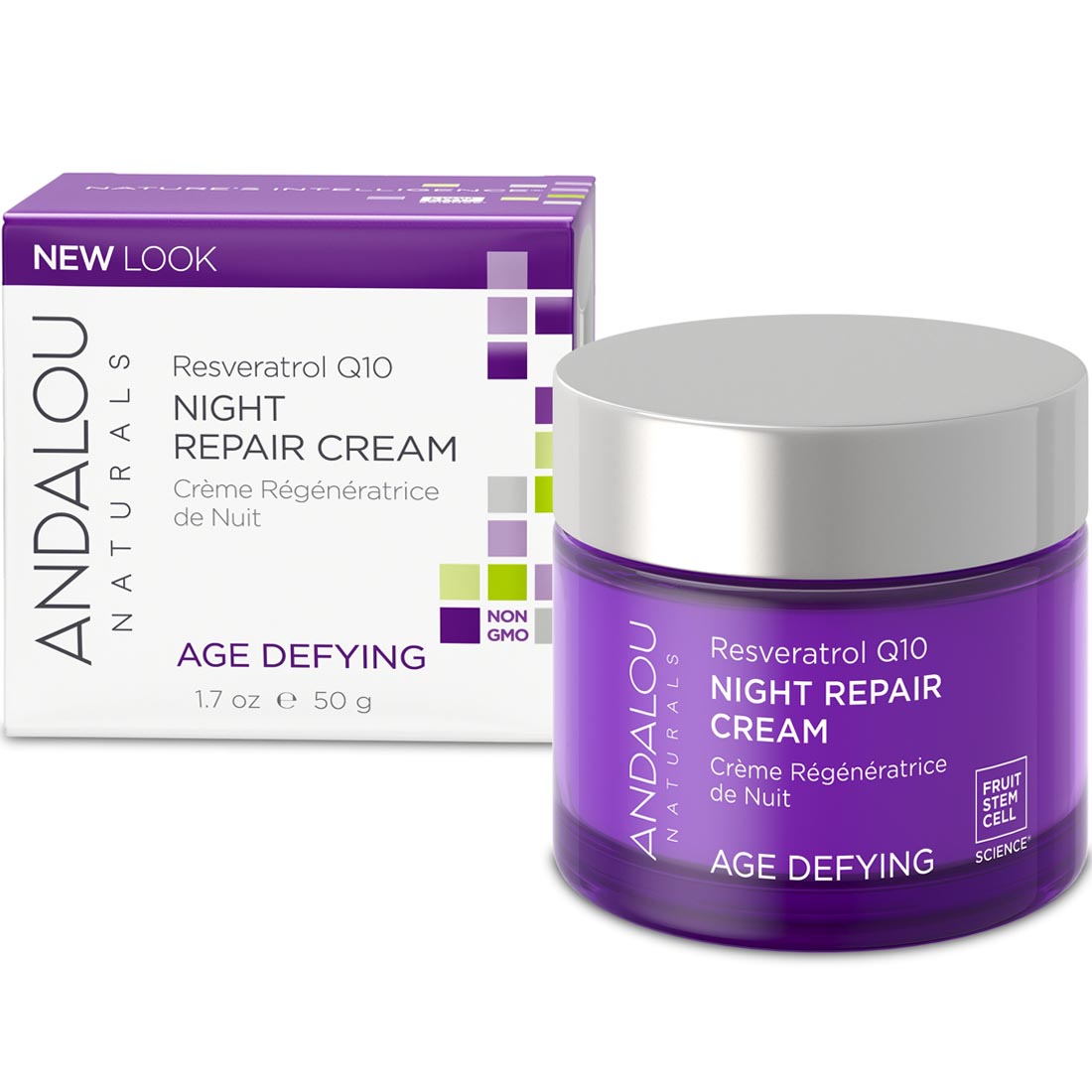 Andalou Naturals Resveratrol Q10 Cell Night Repair Cream, 50ml