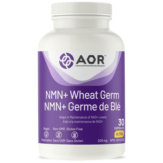 AOR NMN Plus Wheat Germ, Helps Support NAD Levels, 30 Capsules