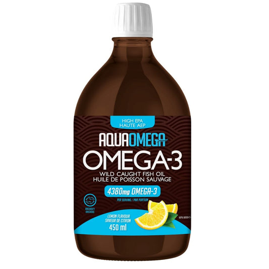 AquaOmega High EPA Omega 3 Fish Oil, 5X Extra Strength Liquid Fish Oil