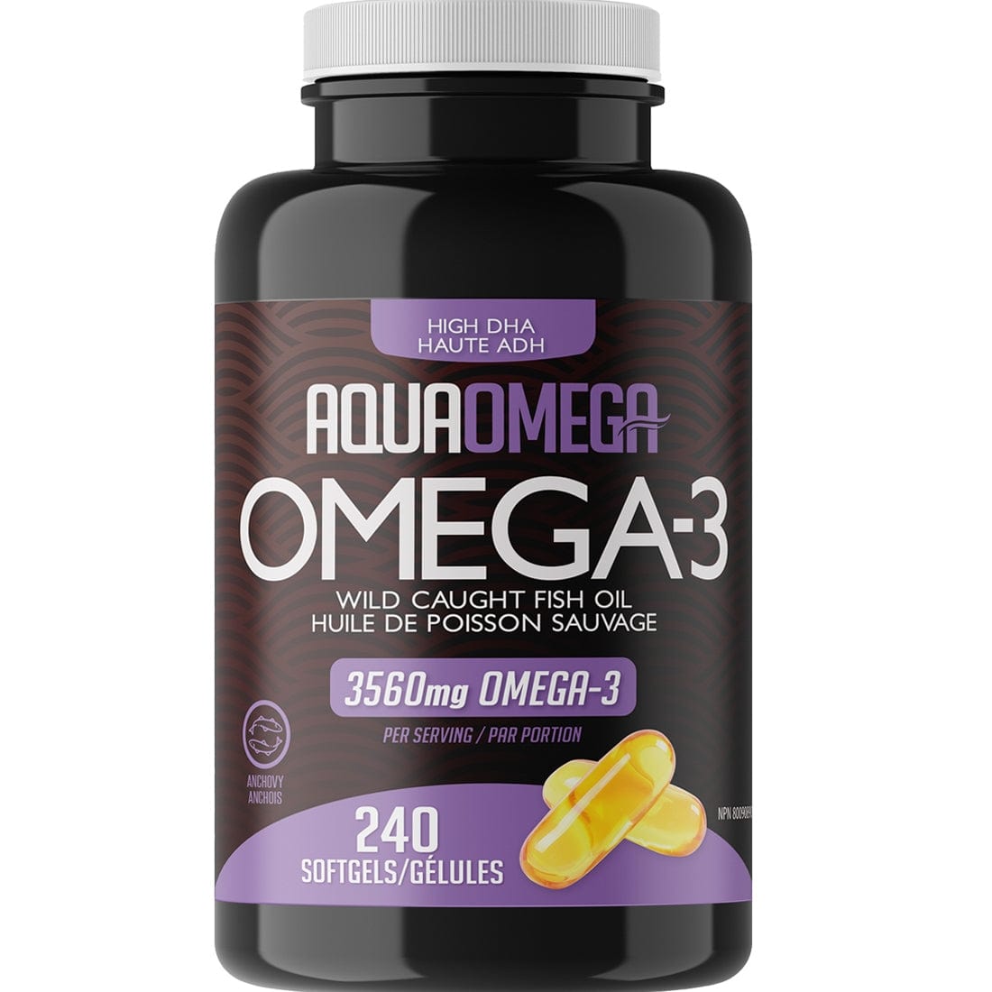 AquaOmega High DHA Omega 3 Fish Oil, 3X Extra Strength Fish Oil Softgels