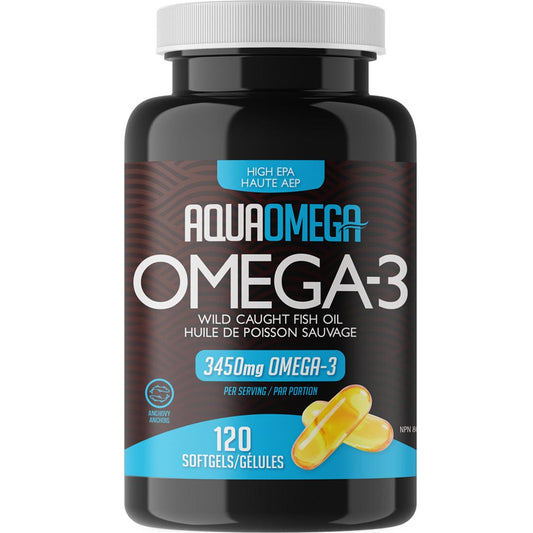 AquaOmega High EPA Omega 3 Fish Oil, 5X Extra Strength Fish Oil Softgels
