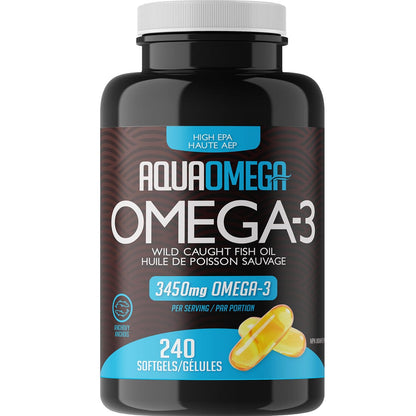 AquaOmega High EPA Omega 3 Fish Oil, 5X Extra Strength Fish Oil Softgels