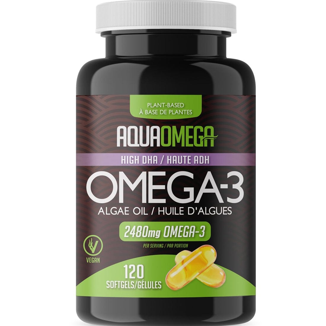 AquaOmega Vegan Algae Oil Omega 3, High DHA, 120-240 Softgels