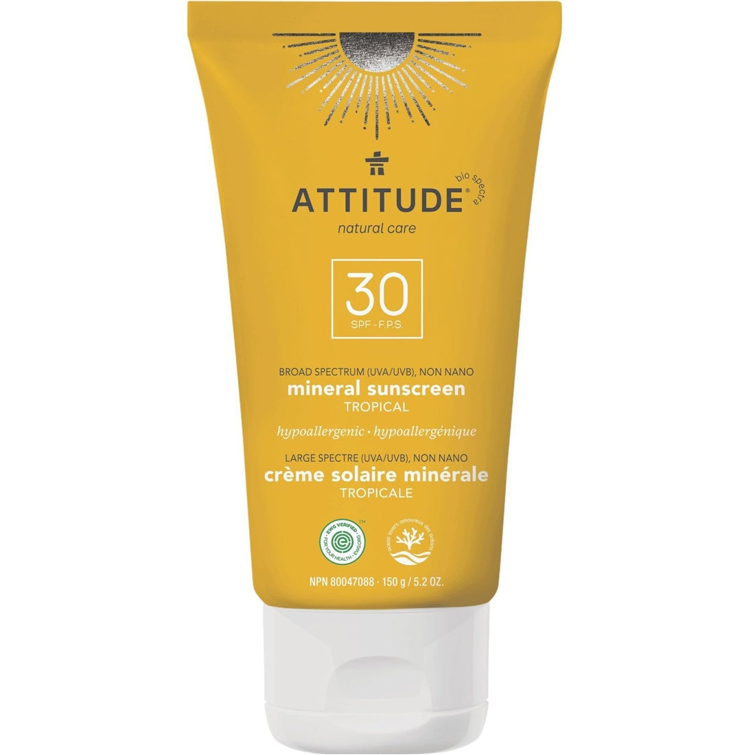 Attitude Skincare SPF 30 Mineral Sunscreen Lotion, Adult, 150g