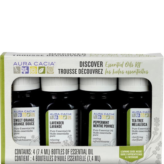 Aura Cacia Discover Essential Oils Kit, 4pc