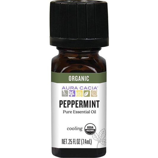 Aura Cacia Organic Peppermint, Natural Organic Essential Oil, 7ml