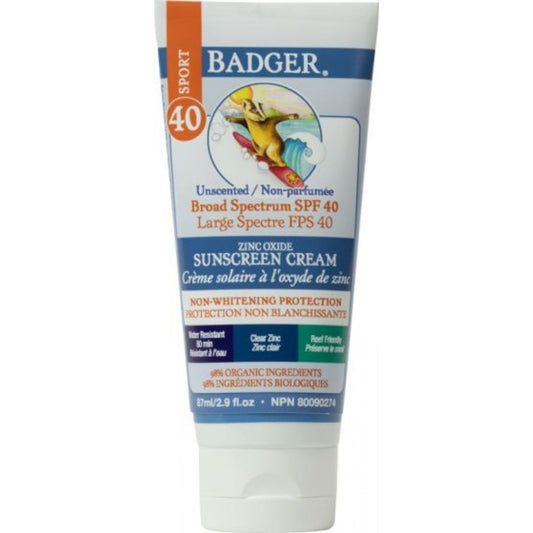 Badger Balms SPF40 Sport Clear Zinc Sunscreen, 87ml