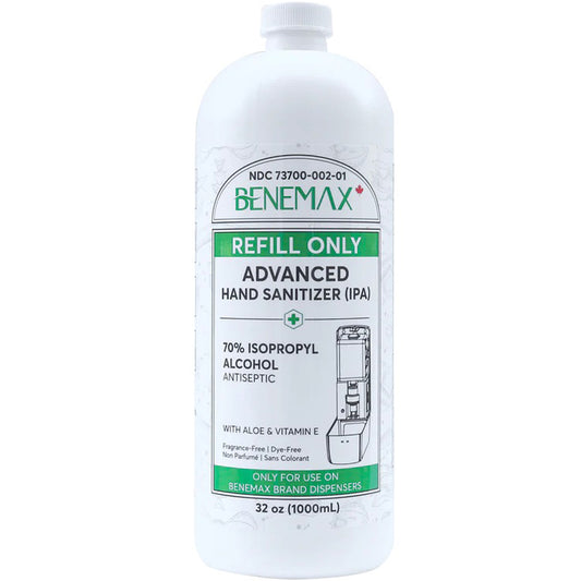 Benemax Dispenser Refills - 70% Isopropyl Hand Sanitizer, 1L