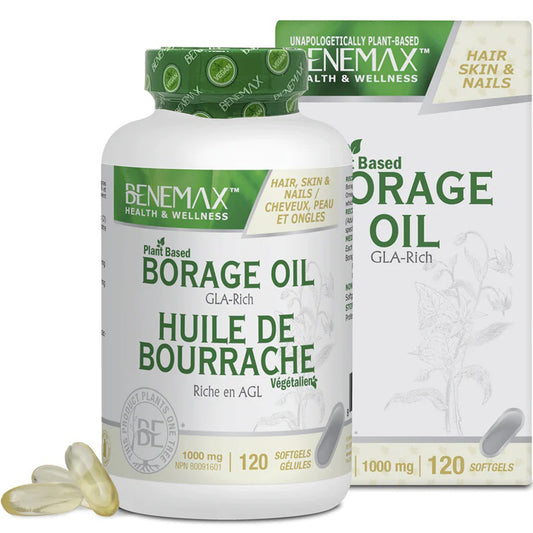Benemax Plant Based Borage Oil, 1000mg Softgels
