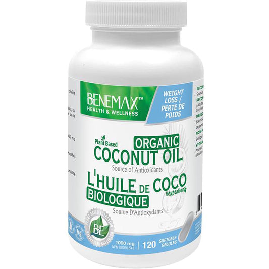 Benemax Plant Based Organic Coconut Oil, 120 Softgels