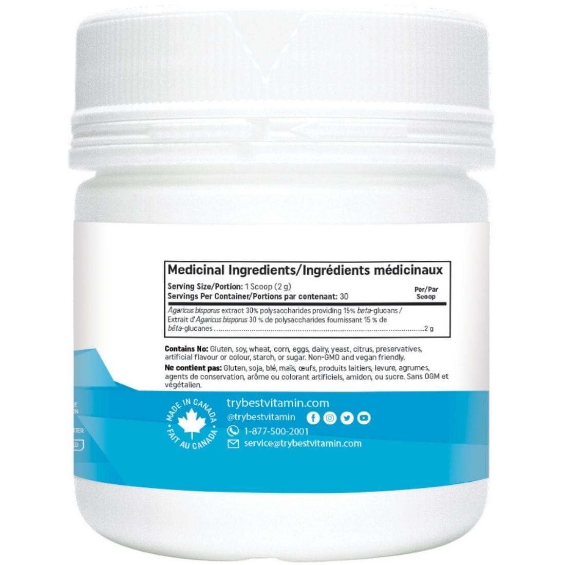 Bestvitamin Best Agaricus Mushroom Powder 2000mg, 60g