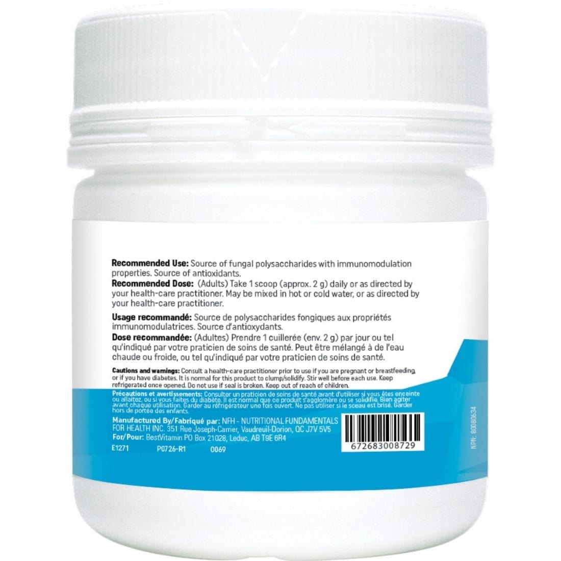 Bestvitamin Best Agaricus Mushroom Powder 2000mg, 60g