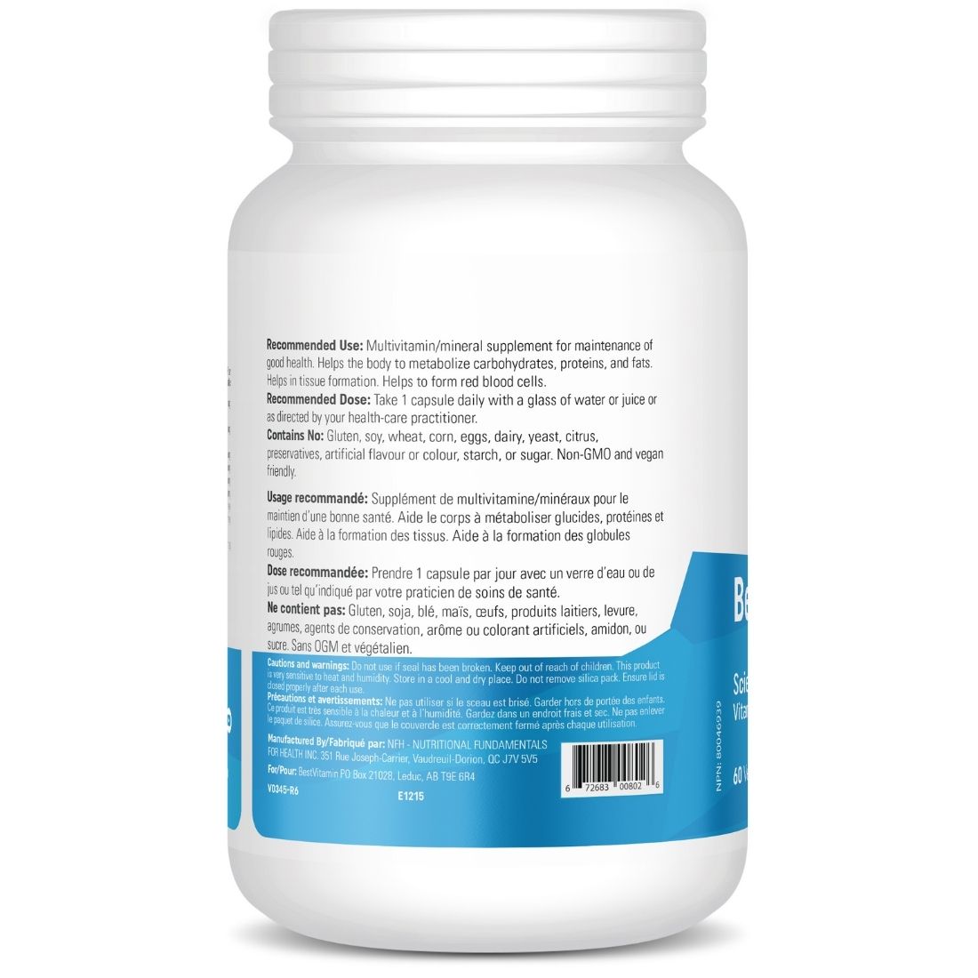 BestVitamin Best B-Complex, Biologically Active B Vitamin Formula, 60 Vegetable Capsules