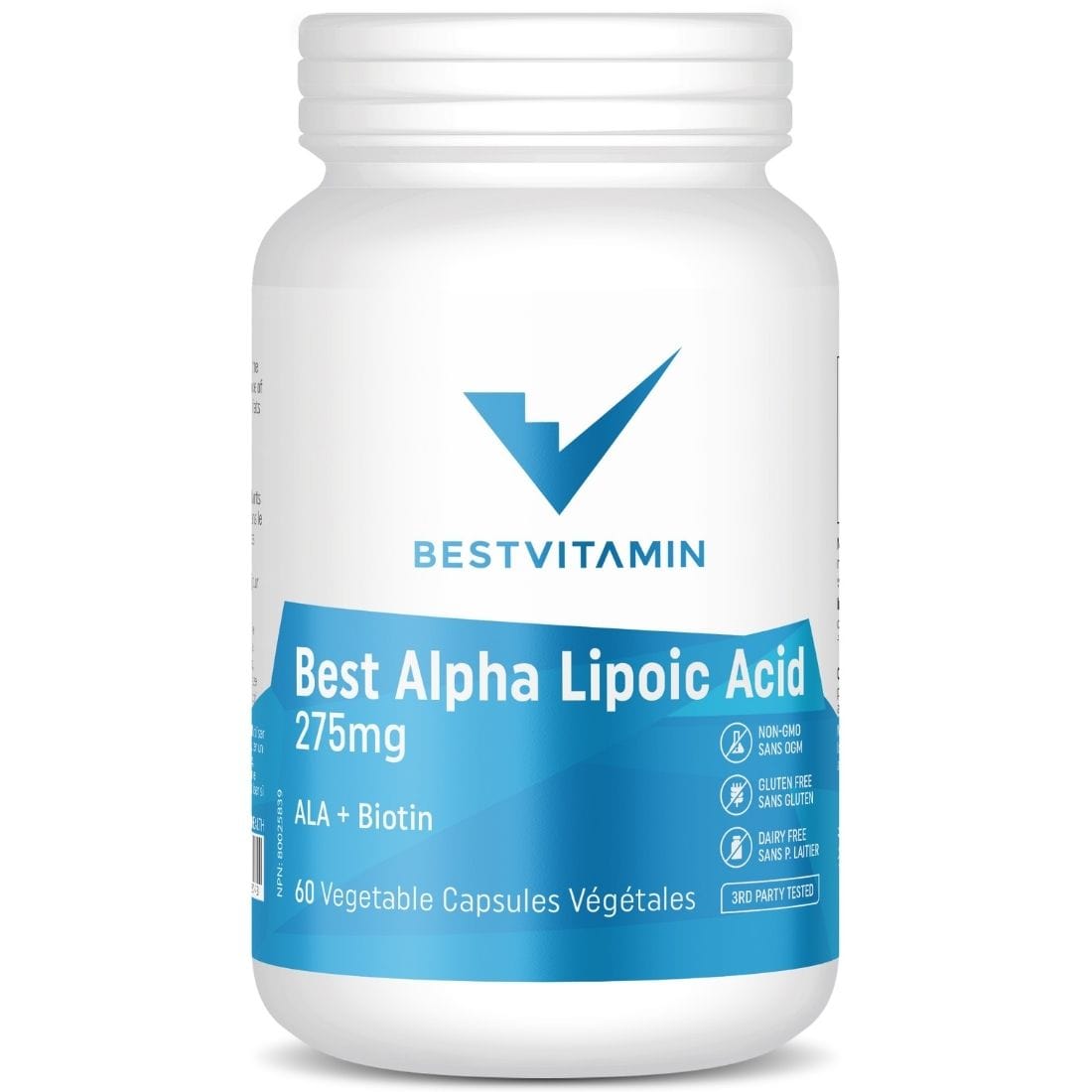 Bestvitamin Best Alpha Lipoic Acid 275mg, ALA Plus Biotin, 60 Vegetable Capsules, Clearance 50% Off, Final Sale
