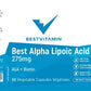 Bestvitamin Best Alpha Lipoic Acid 275mg, ALA Plus Biotin, 60 Vegetable Capsules, Clearance 50% Off, Final Sale