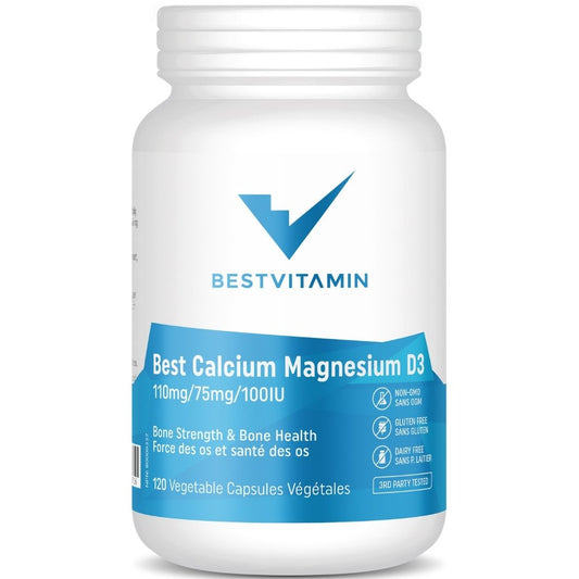 Bestvitamin Best Calcium Magnesium D3, Helps increase bone density & bone mass, 120 Vegetable Capsules