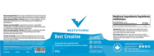 BestVitamin Best Creatine, 100% Pure, Non-GMO, 300g
