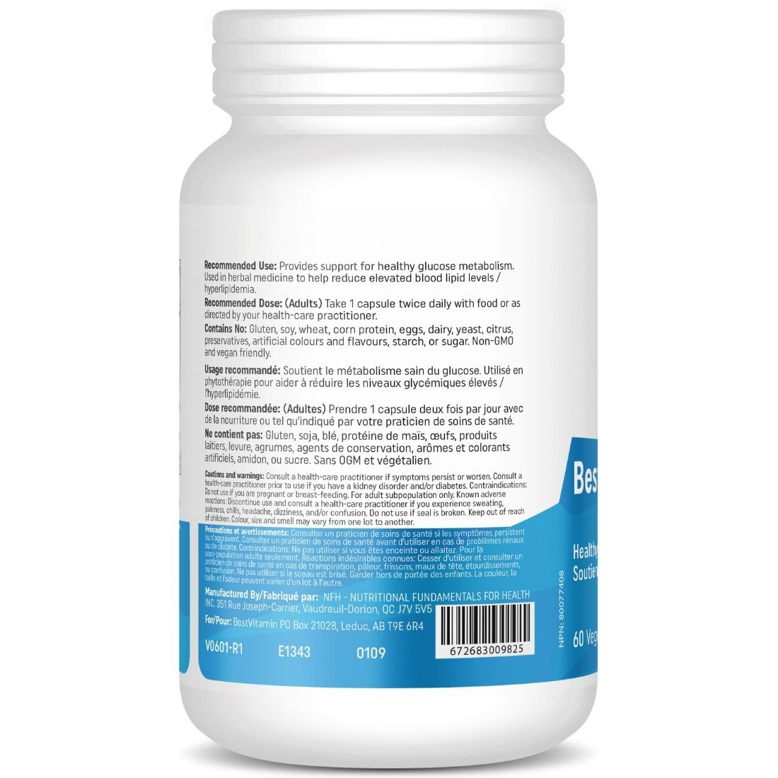BestVitamin Best Glucose Support, Supports healthy glucose metabolism, 60 Vegetable Capsules