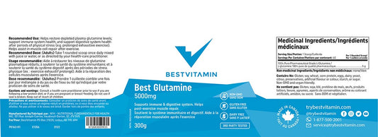 BestVitamin Best Glutamine 5000mg, Support immune & digestive system, Helps muscle repair after exercise, 300g