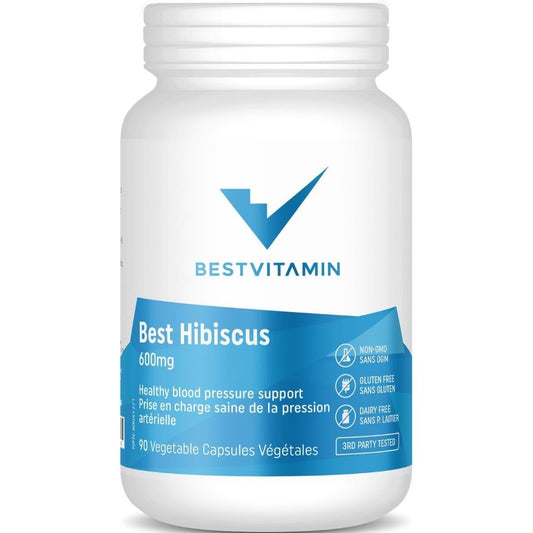 BestVitamin Best Hibiscus 600mg, Supports healthy blood pressure levels, 90 Vegetable Capsules