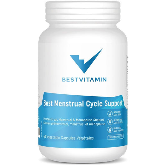 Bestvitamin Best Menstrual Cycle Support, Helps with irregular menstruation, mood imbalances, breast tenderness, irritability, & cramping, 60 Vegetable Capsules, Clearance 50% Off, Final Sale