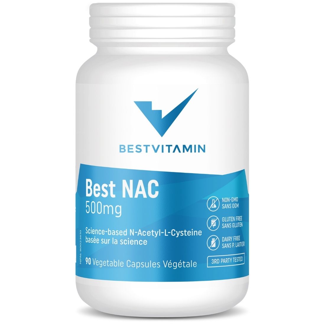 BestVitamin Best NAC 500mg, N-Acetyl Cysteine, Gluten-Free, Non-GMO, 90 Vegetable Capsules