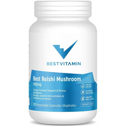 Bestvitamin Best Reishi Mushroom 500mg, Supports energy, immune function, resistance to stress