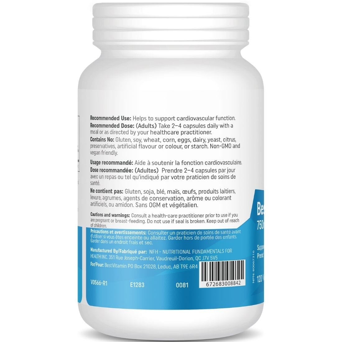 Bestvitamin Best Taurine 750mg, Non-GMO, 120 Vegetable Capsules