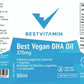 BestVitamin Best Vegan DHA Oil, Concentrated 375mg DHA, Omega Algae Oil, 50ml, 50 Servings
