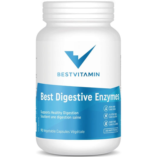 BestVitamin Best Digestive Enzymes with Ox Bile, Reduces bloating & stomach pain, 90 Vegetable Capsules