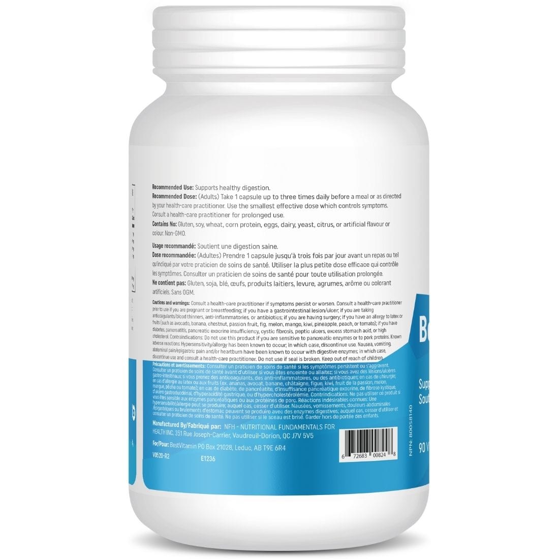 BestVitamin Best Digestive Enzymes with Ox Bile, Reduces bloating & stomach pain, 90 Vegetable Capsules