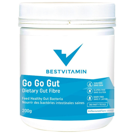 Bestvitamin Go Go Gut, Larch Arabinogalactan Prebiotic Gut Fibre to Feed Healthy Gut Bacteria, 200g