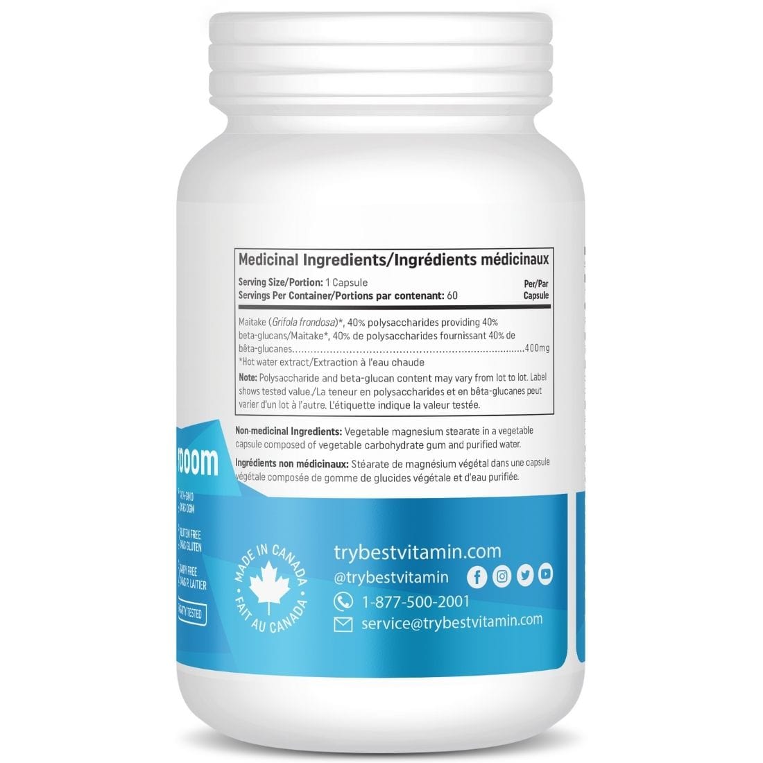 BestVitamin Best Maitake Mushroom 400mg, Blood sugar level & immune support, 60 Vegetable Capsules, Clearance 50% Off, Final Sale