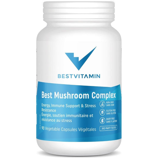 BestVitamin Best Mushroom Complex, Ultimate Energy, Immune & Stress Support, Reishi, Maitake, Shiitake, Coriolus, 90 Capsules