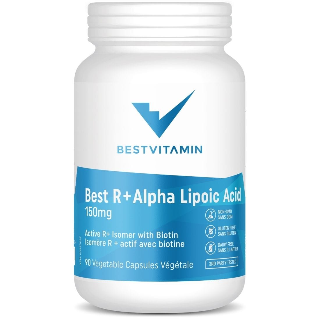BestVitamin Best R+ Alpha Lipoic Acid 150mg Plus Biotin 50mcg, ALA, Non-GMO, 90 Vegetable Capsules