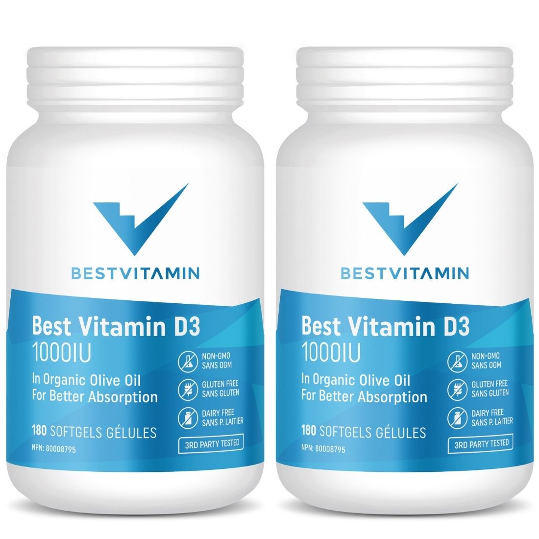 BestVitamin Best Vitamin D3 1000IU Softgels (In Organic Olive Oil For Better Absorption)