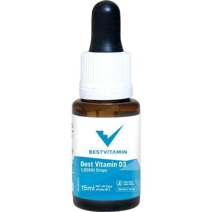 BestVitamin Best Vitamin D3 Drops in MCT Oil 1000IU, Optimized Absorption, Non-GMO, Vegetarian Friendly
