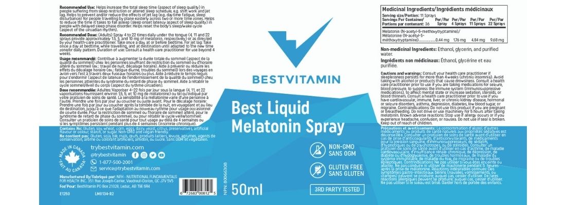 BestVitamin Best Liquid Melatonin Spray, Fall asleep faster, 50ml, Clearance 75% Off, Final Sale Expires 05/24