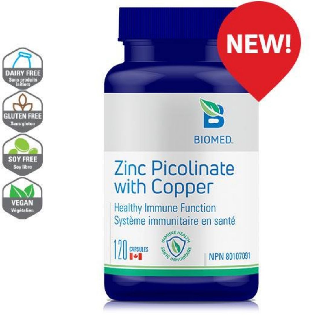 Biomed Zinc Picolinate with Copper, 120 Vegetable Capsules