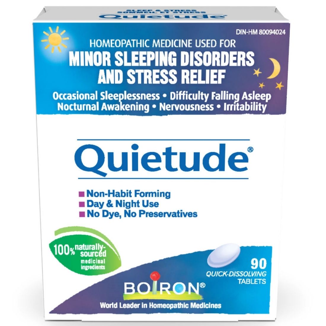 Boiron Quietude, For Minor Sleeping Disorders and Stress Relief, 90 Quick Dissolving Tablets