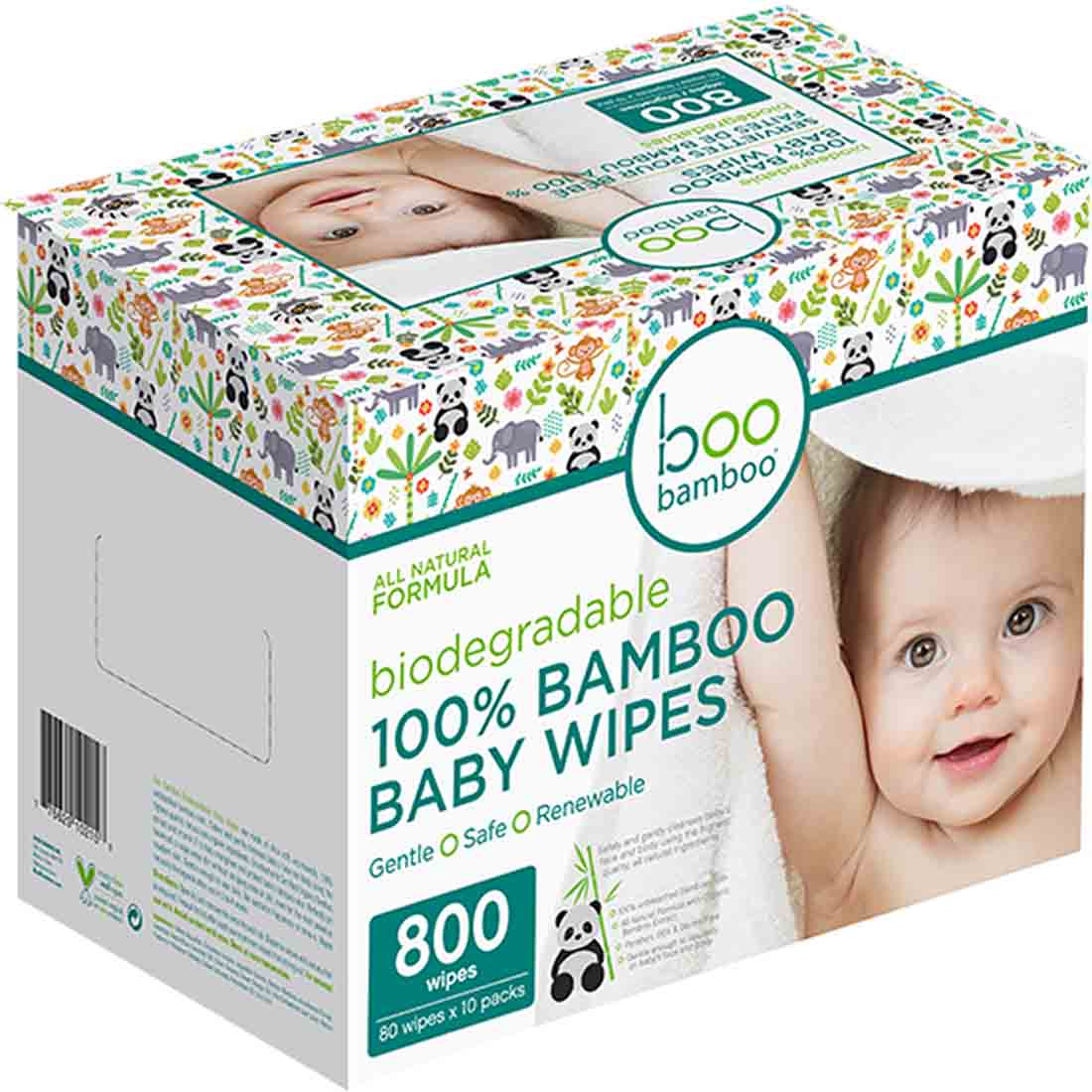 Boo Bamboo Baby Boo Wipes Box 800 Wipes, 8 x 10 Pack