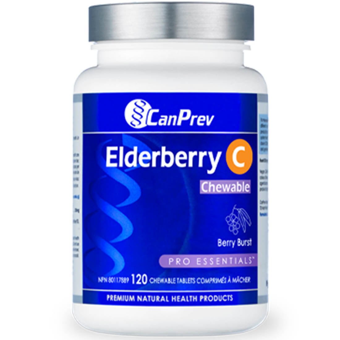 CanPrev Elderberry & Vitamin C 250mg Chewable - BerryBurst, 120 Chewable Tablets