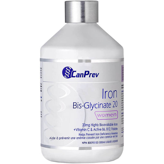 CanPrev Iron Bis-Glycinate 20mg LIQUID with Vitamin C, B6, B12 & Folate (For Women), 500ml